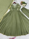 JF 014 Pure Faux Georgette Embroidery Work Gown With Dupatta Suplliers In India
